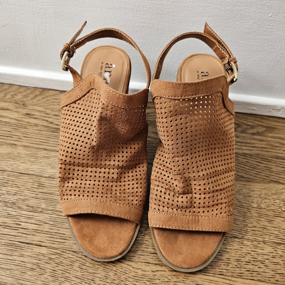 a.n.a Madelyn open toe slingback bootie sandals chunky block heel brown 7 - Picture 10 of 10